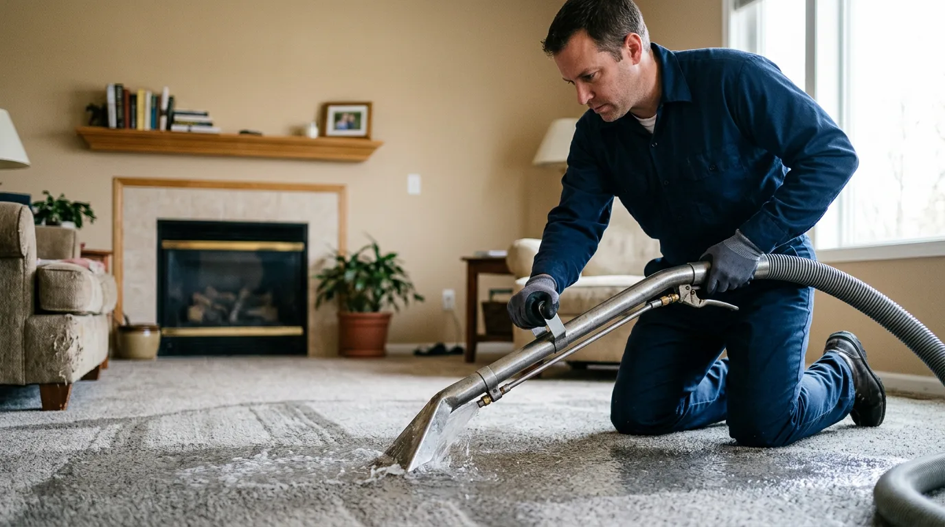 Water damage restoration technician working near Wilkeson, WA